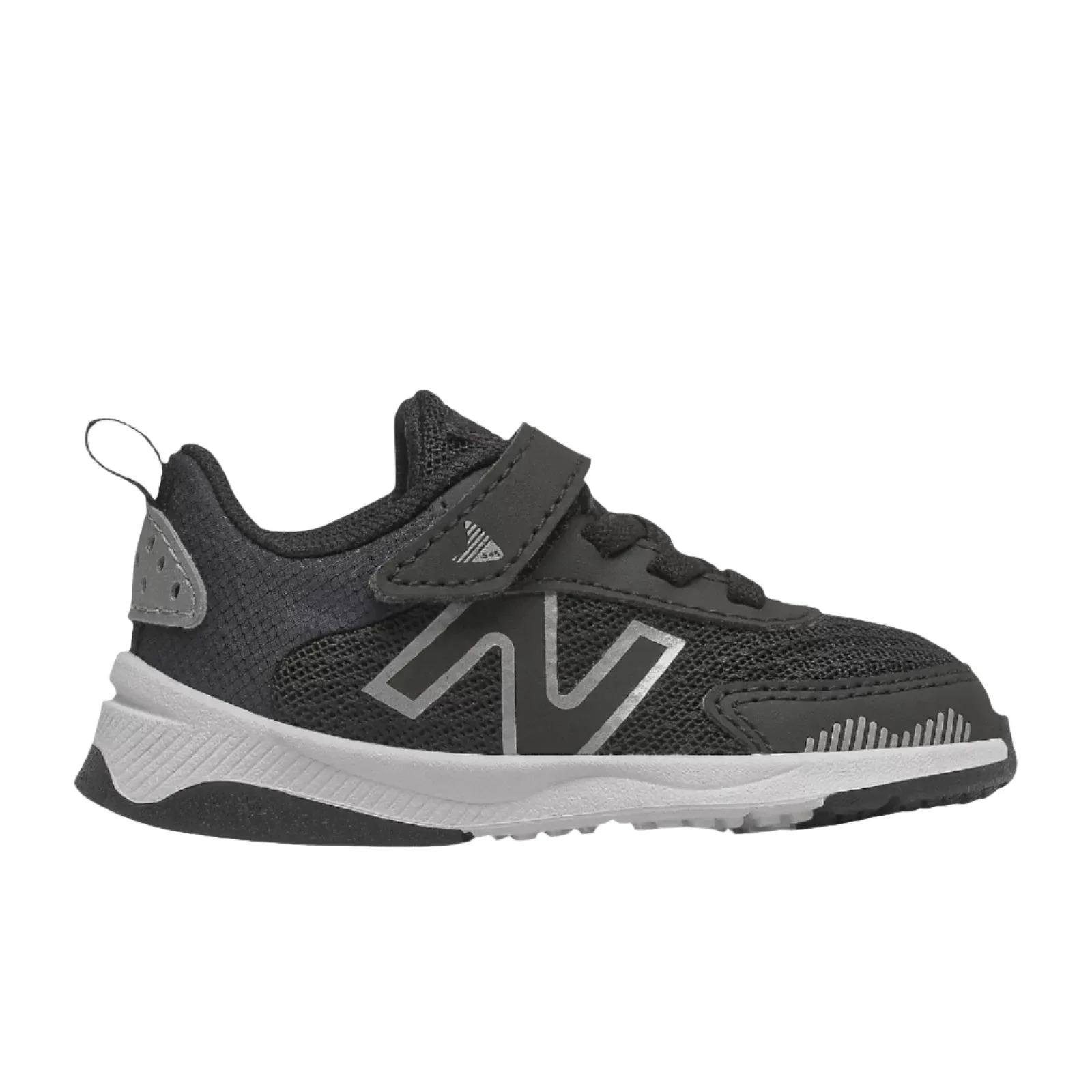 New Balance Shoes Kid's Dynasoft IT545BO1 Bungee Lace with Top Strap Black/White/Silver Metallic (4c-10c)