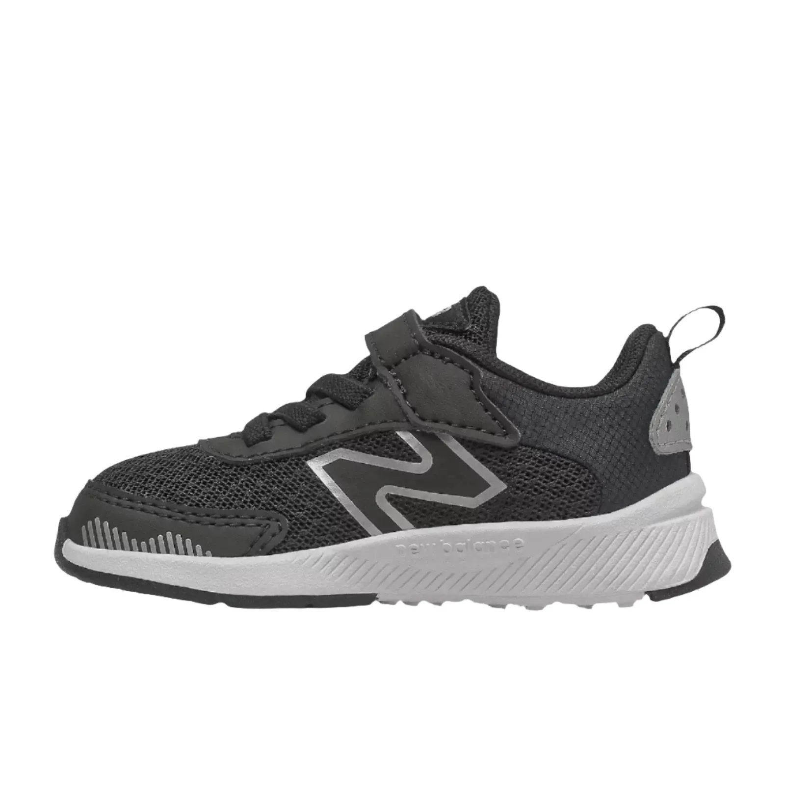 New Balance Shoes Kid's Dynasoft IT545BO1 Bungee Lace with Top Strap Black/White/Silver Metallic (4c-10c)