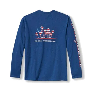 Tommy Bahama Aloha Americana Lux Long Sleeve T-Shirt - Dockside Blue Tommy Bahama Clothing
