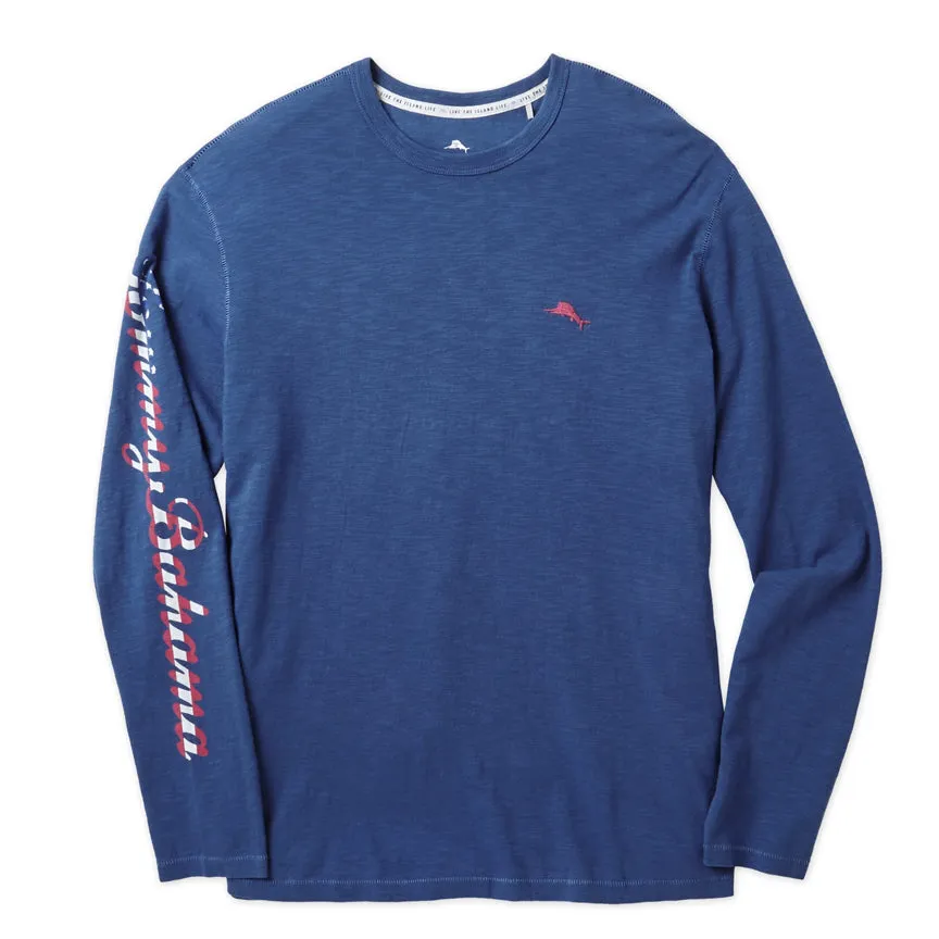 Tommy Bahama Aloha Americana Lux Long Sleeve T-Shirt - Dockside Blue Tommy Bahama Clothing