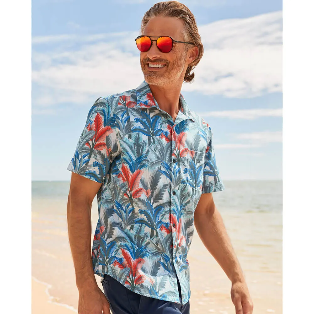 Tommy Bahama Bahama Coast Villa Palms Camp Shirt - Marble Cream Mens Tommy Bahama