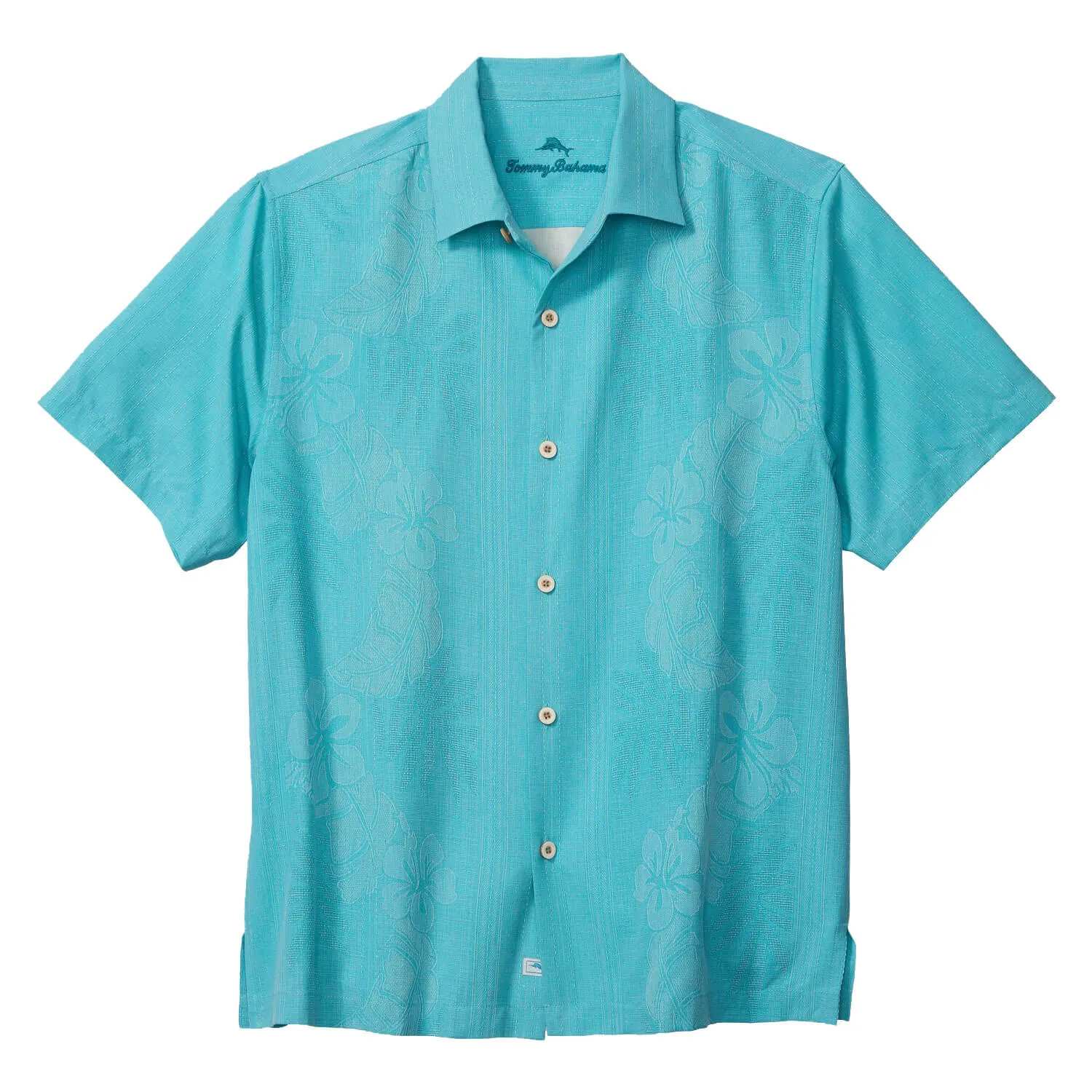Tommy Bahama Bali Border Camp Shirt - Aqua Blue Mens Tommy Bahama