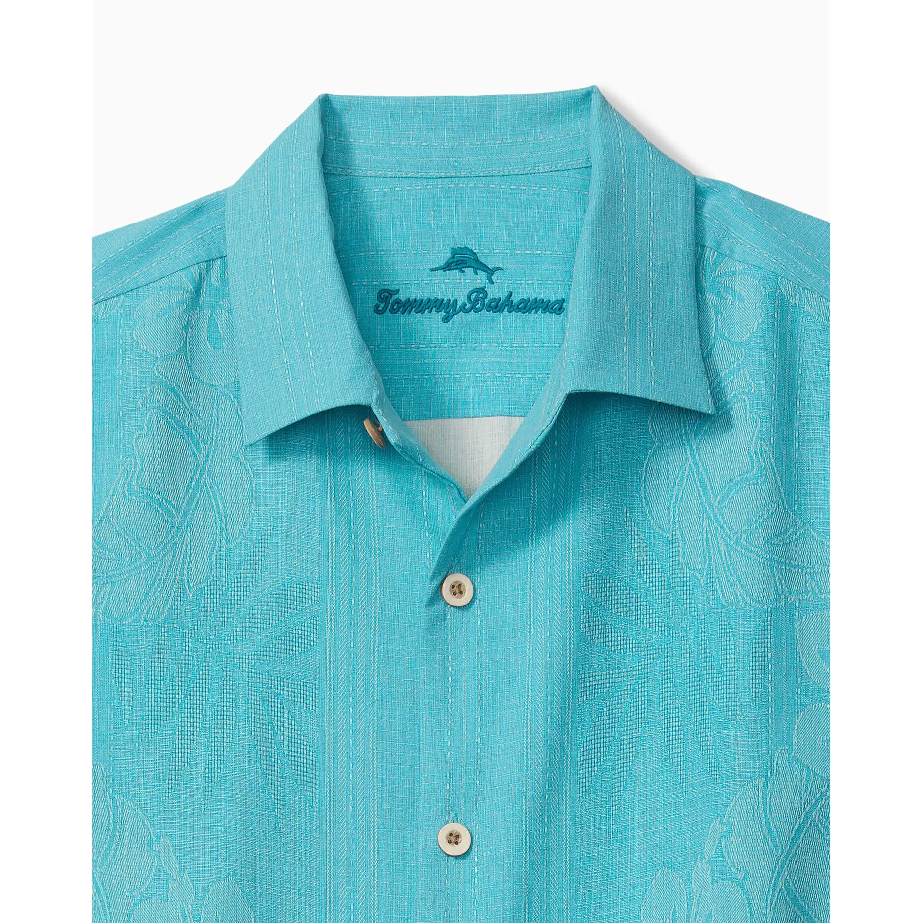 Tommy Bahama Bali Border Camp Shirt - Aqua Blue Mens Tommy Bahama