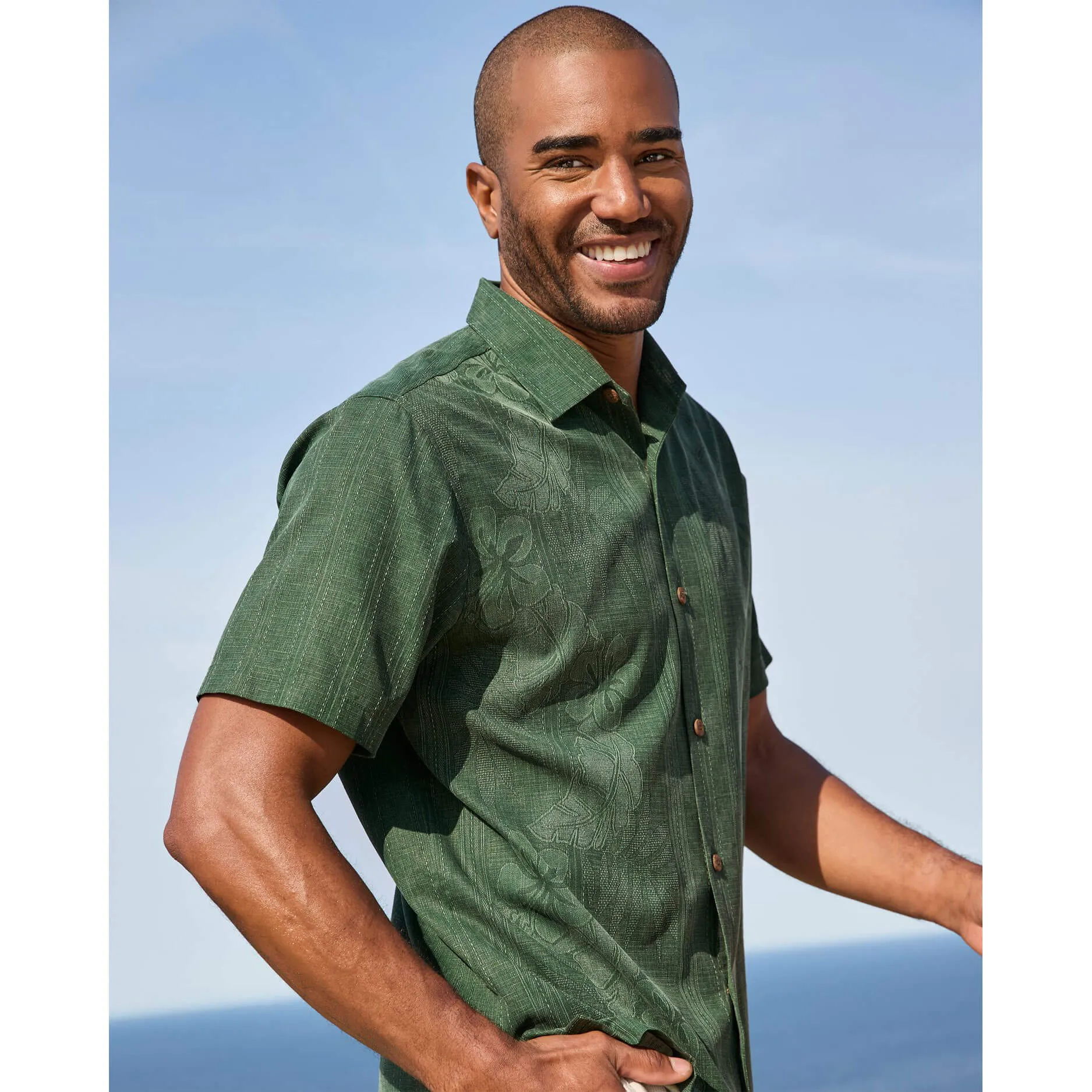 Tommy Bahama Bali Border Camp Shirt - Emerald Mens Tommy Bahama
