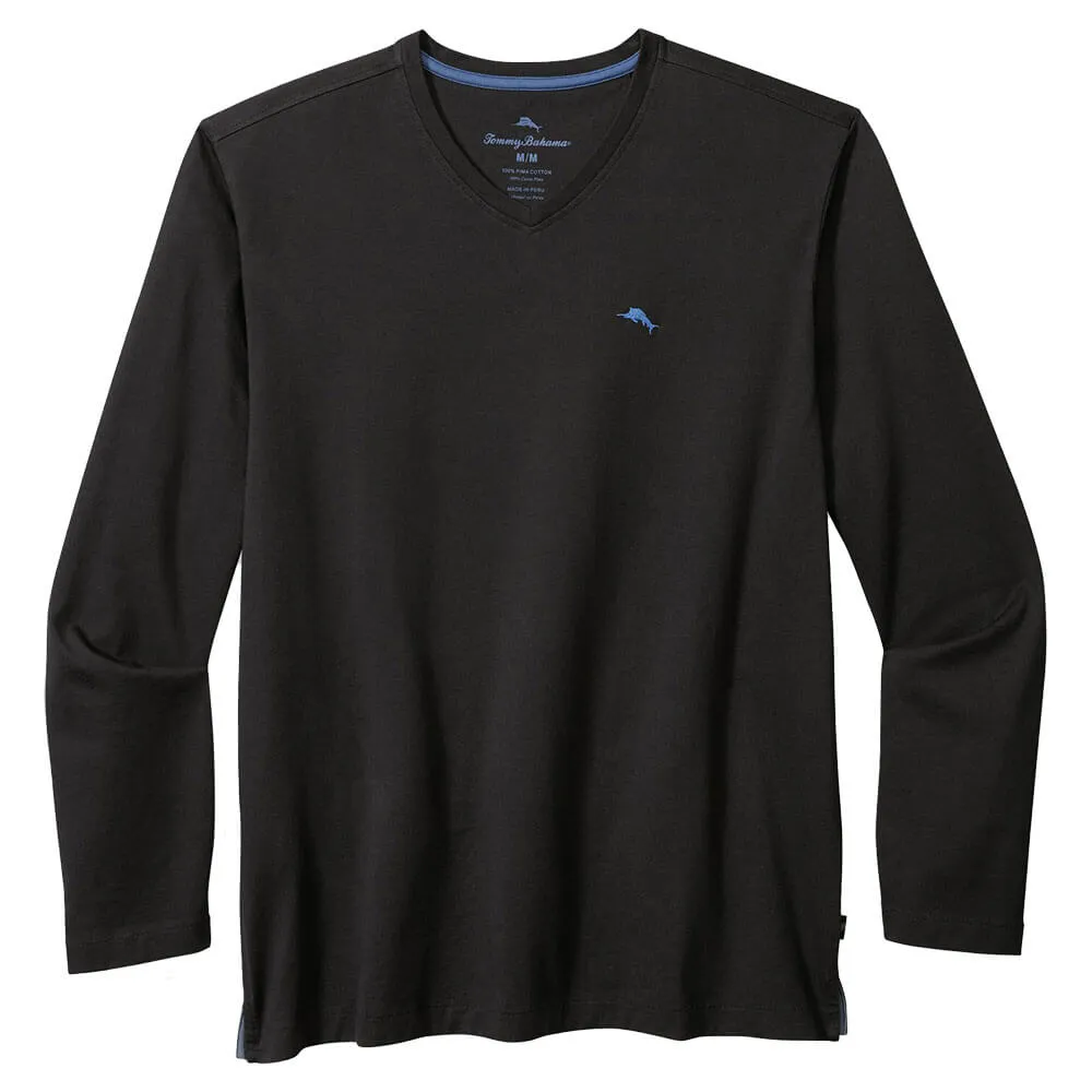Tommy Bahama Bali Skyline V-Neck Long Sleeve T-Shirt - Black Mens Tommy Bahama