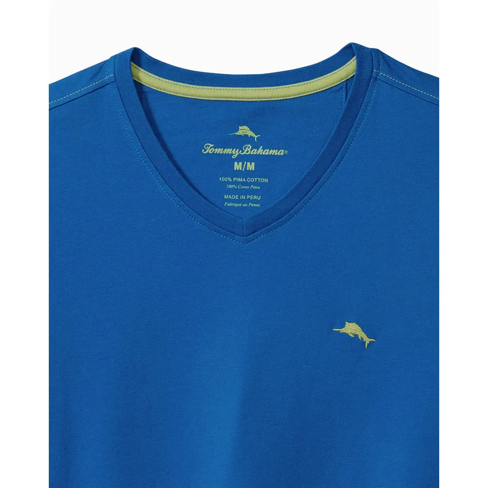 Tommy Bahama Bali Skyline V-Neck Long Sleeve T-Shirt - Cobalt Sea Mens Tommy Bahama