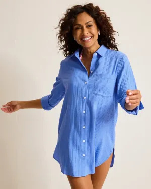 Tommy Bahama Bella Breeze Boyfriend Shirt Cover Up - Paradiso Blu Tommy Bahama Clothing