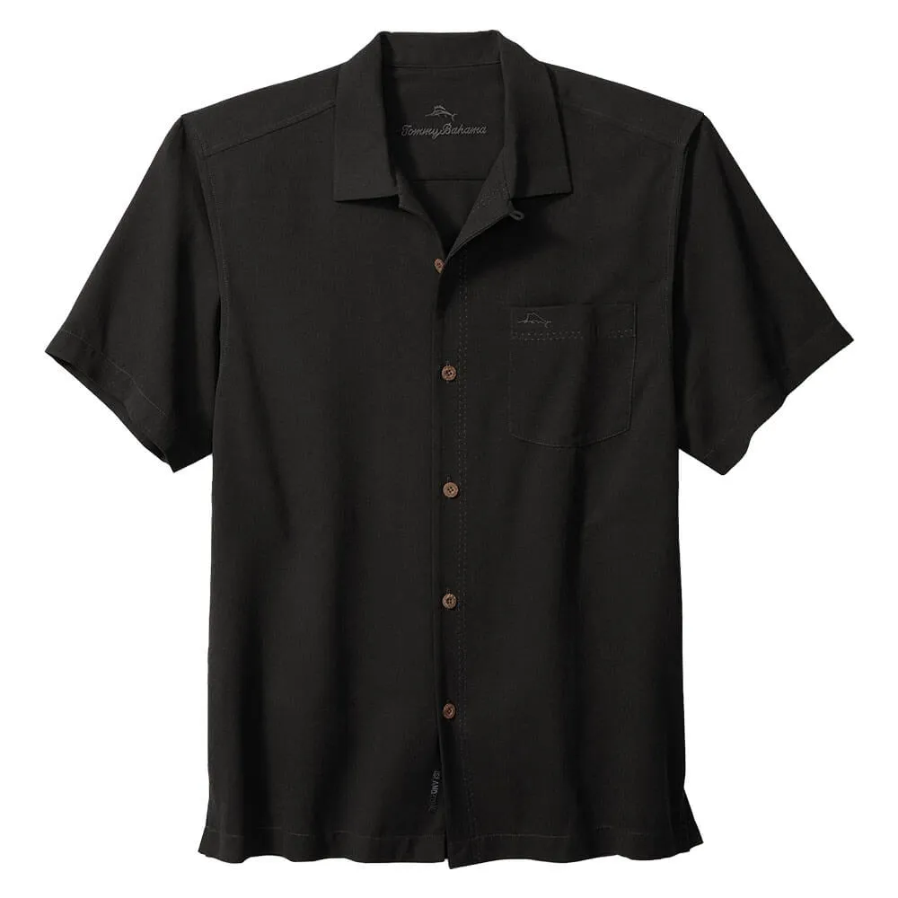 Tommy Bahama Big & Tall Coastal Breeze Check Camp Shirt - Black Mens Tommy Bahama