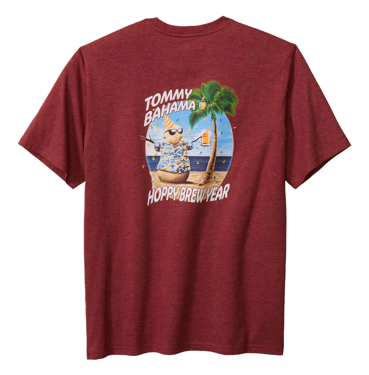 Tommy Bahama Big & Tall Hoppy Brew Year T-Shirt - Ruby Wine Heather Mens Tommy Bahama