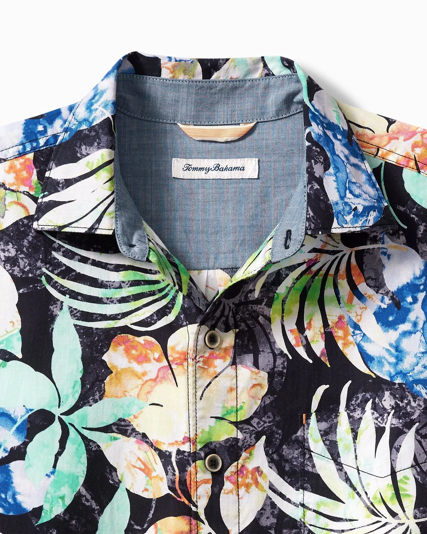 Tommy Bahama Big & Tall Tortola Hasta La Fuego Camp Shirt - Black Mens Tommy Bahama