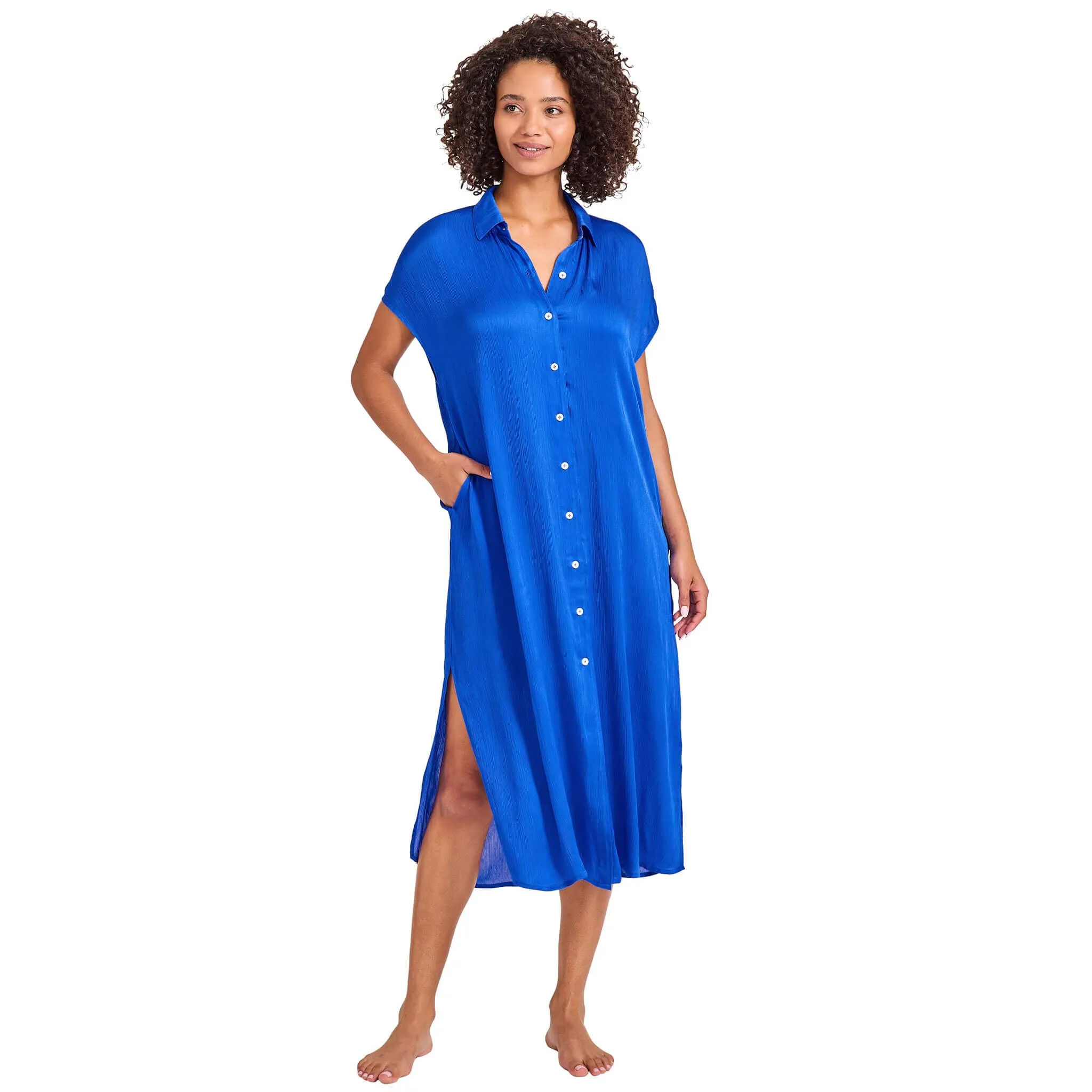 Tommy Bahama Calypso Wave Button Front Duster Cover Up - Beach Glass Blue Tommy Bahama Clothing