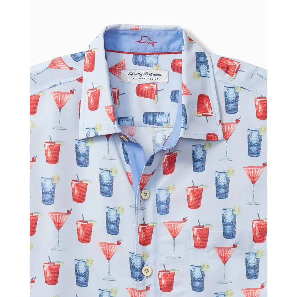 Tommy Bahama Coconut Point Red White Cheers Camp Shirt - Chambray Blue Mens Tommy Bahama
