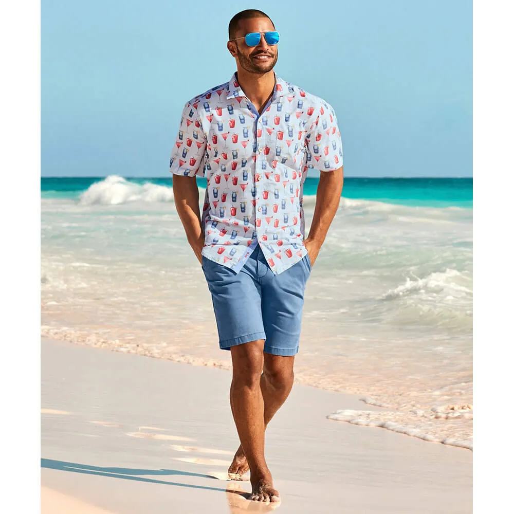 Tommy Bahama Coconut Point Red White Cheers Camp Shirt - Chambray Blue Mens Tommy Bahama