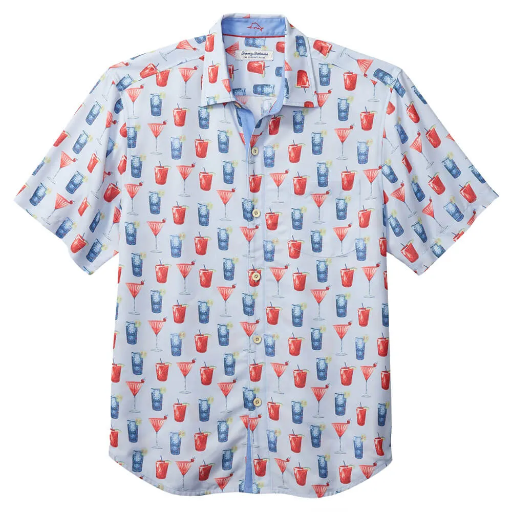Tommy Bahama Coconut Point Red White Cheers Camp Shirt - Chambray Blue Mens Tommy Bahama