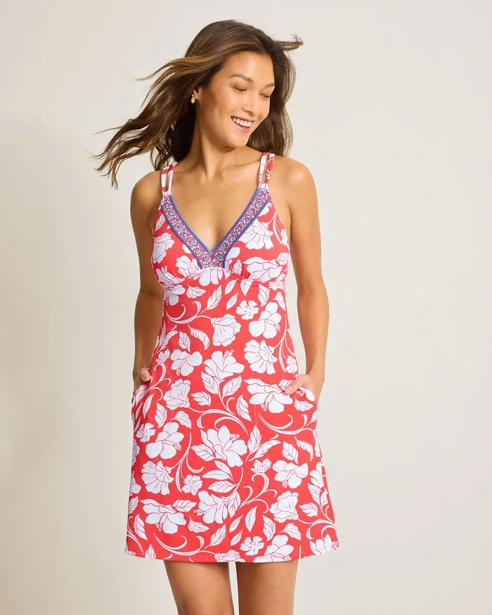 Tommy Bahama Island Cays Fiori V Spa Dress Cover Up - Citrus Coral Tommy Bahama Clothing