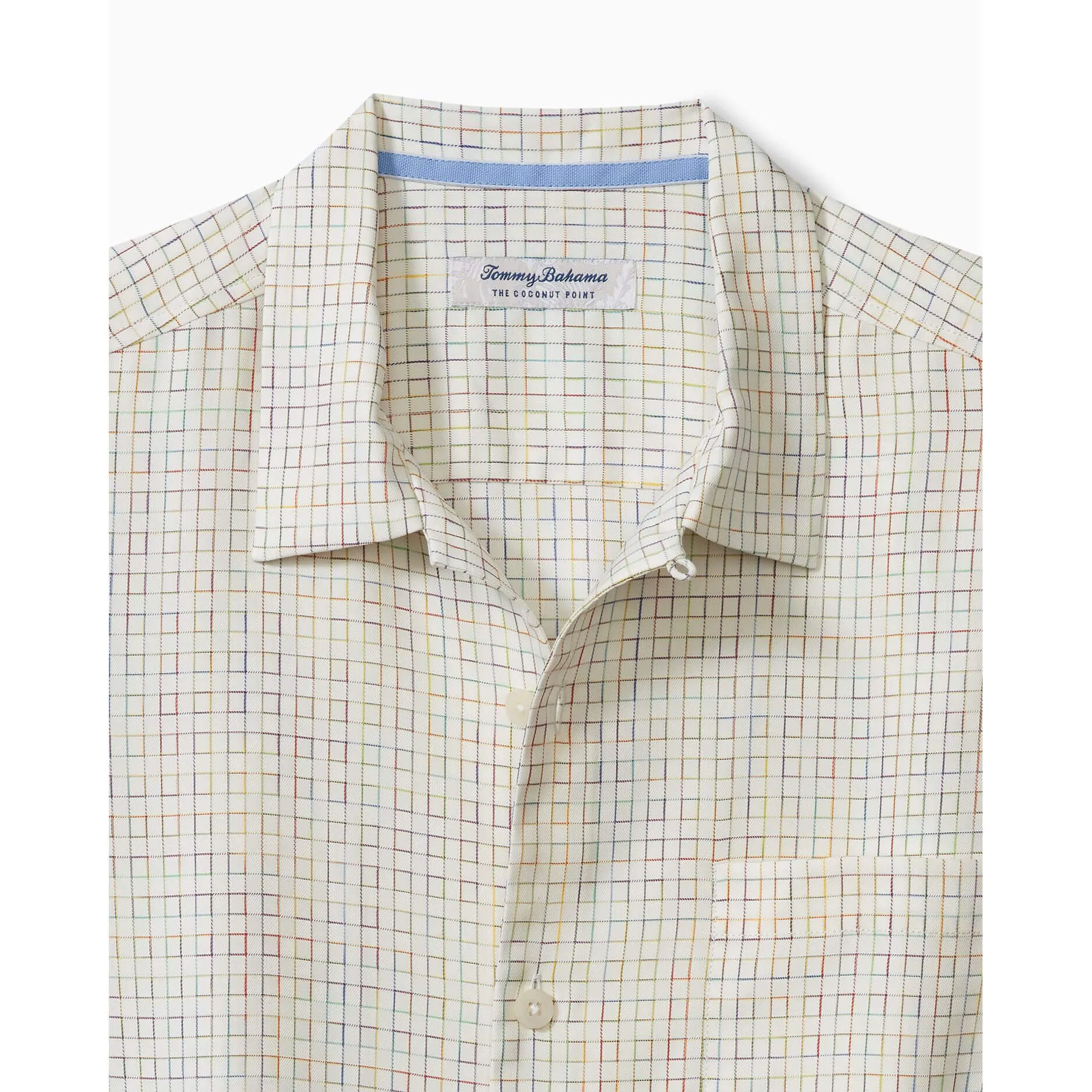 Tommy Bahama IslandZone Coconut Point Prismatic Check Camp Shirt - Froth Mens Tommy Bahama