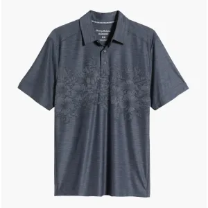 Tommy Bahama IslandZone Palm Coast Hibiscus Border Polo Shirt - Coal Mens Tommy Bahama
