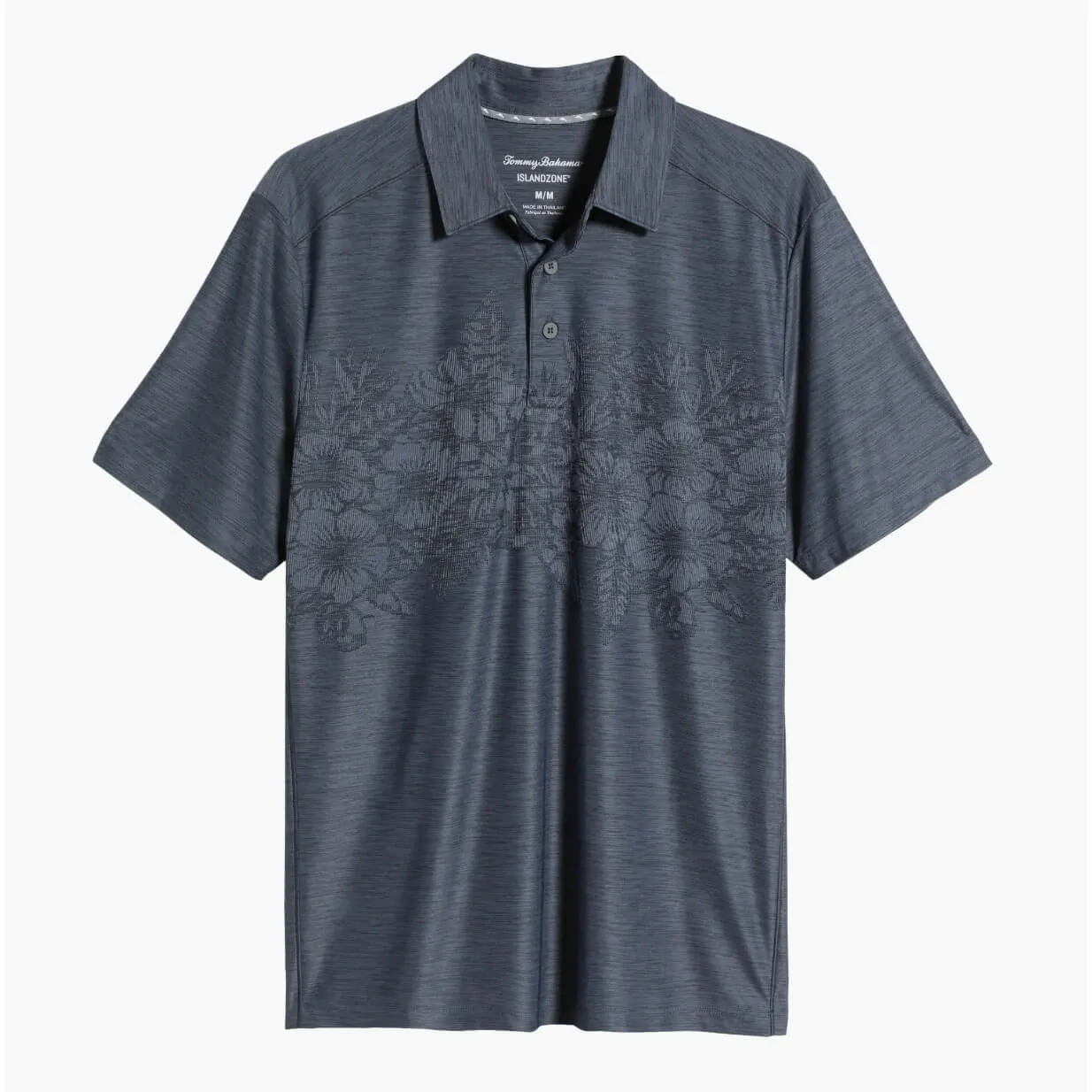 Tommy Bahama IslandZone Palm Coast Hibiscus Border Polo Shirt - Coal Mens Tommy Bahama