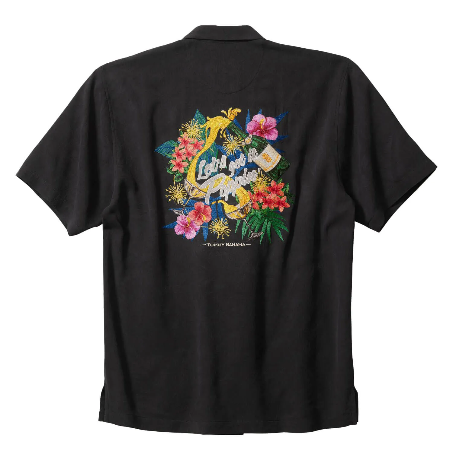 Tommy Bahama Lets Get It Poppin Camp Shirt - Black Tommy Bahama Clothing