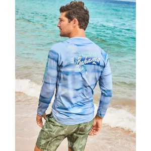 Tommy Bahama Malibu Fronds Crew Long Sleeve T-Shirt - Blue Canal Tommy Bahama Clothing
