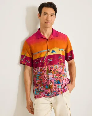Tommy Bahama Men's Artist Series Scenic To Believe It Silk Camp Shirt - Beach Blossom Mens Tommy Bahama