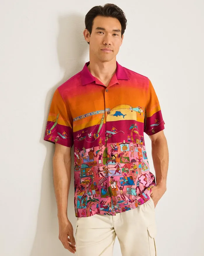 Tommy Bahama Men's Artist Series Scenic To Believe It Silk Camp Shirt - Beach Blossom Mens Tommy Bahama