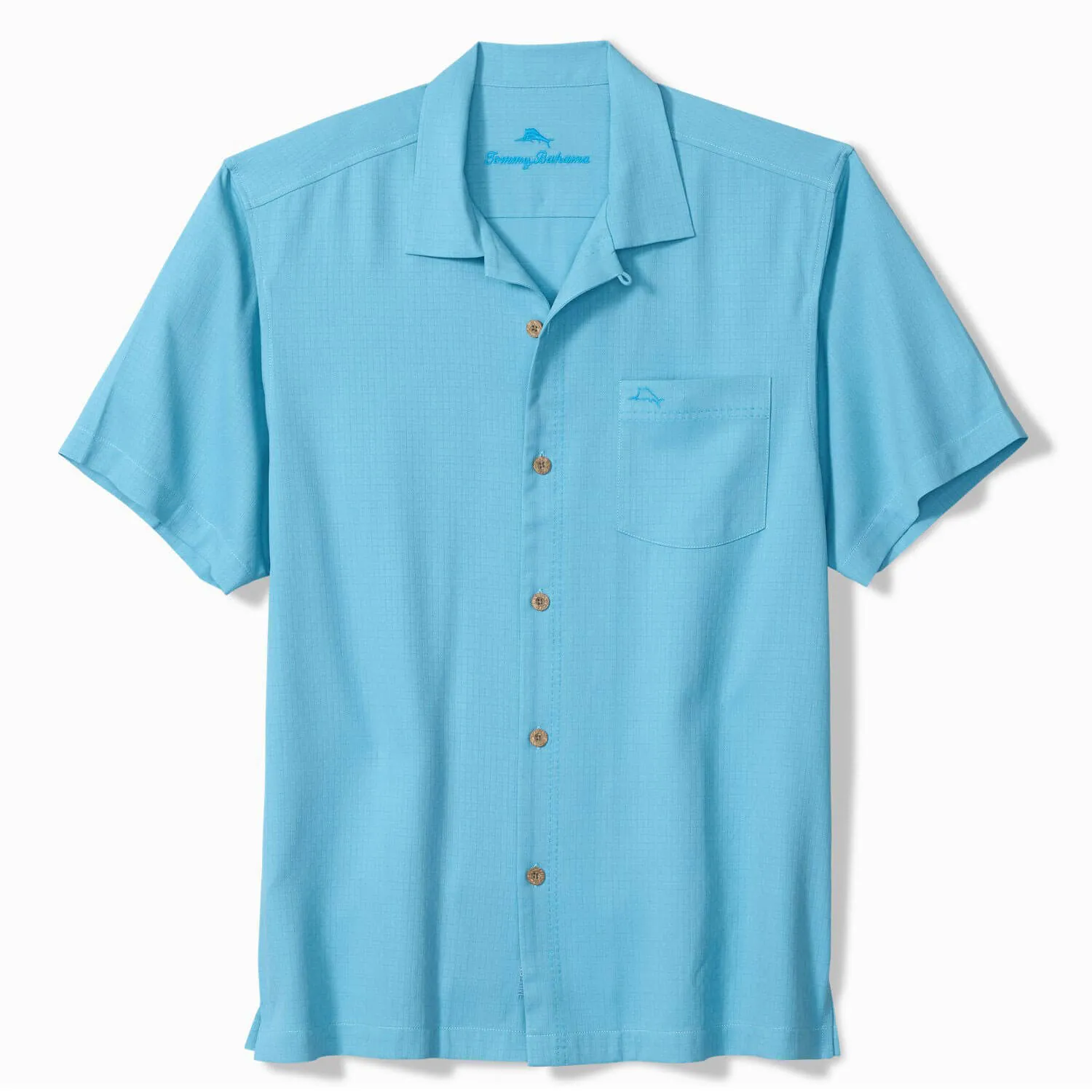 Tommy Bahama Men's Big & Tall Coastal Breeze Check Camp Shirt - Air Blue Mens Tommy Bahama