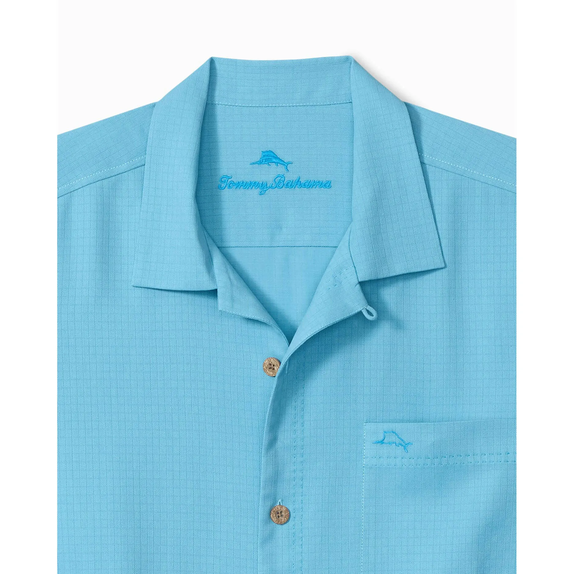 Tommy Bahama Men's Big & Tall Coastal Breeze Check Camp Shirt - Air Blue Mens Tommy Bahama