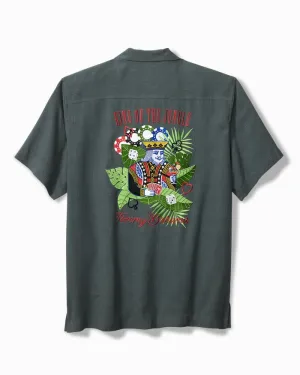 Tommy Bahama Men's Big & Tall King Of The Jungle Embroidered Silk Camp Shirt - Wire Rim Mens Tommy Bahama