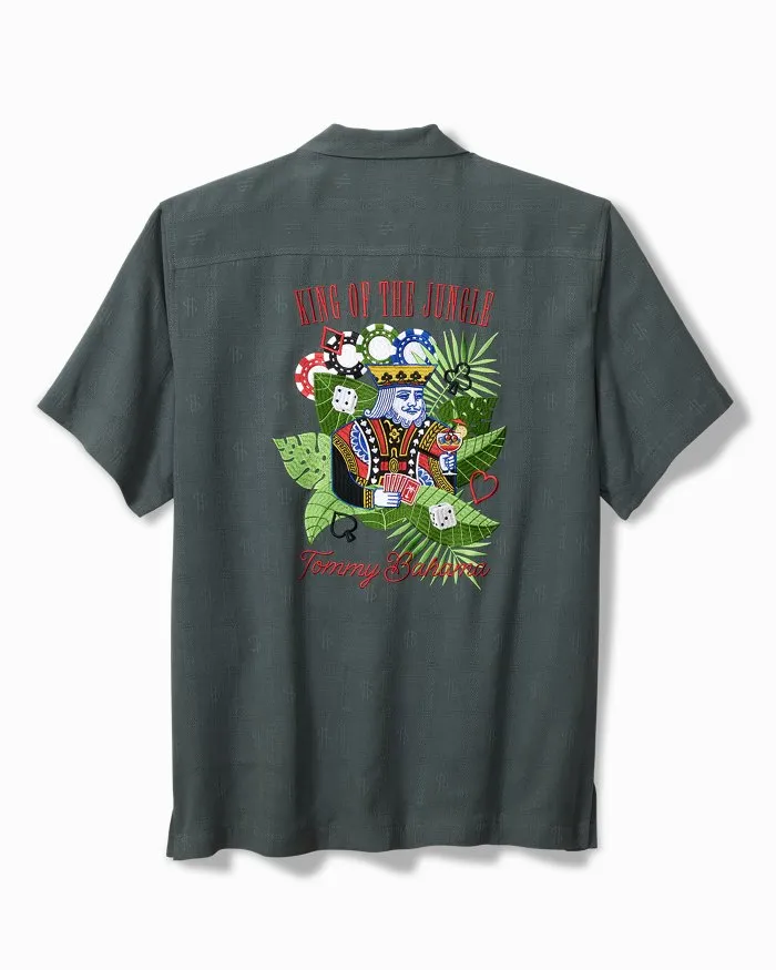 Tommy Bahama Men's Big & Tall King Of The Jungle Embroidered Silk Camp Shirt - Wire Rim Tommy Bahama Clothing