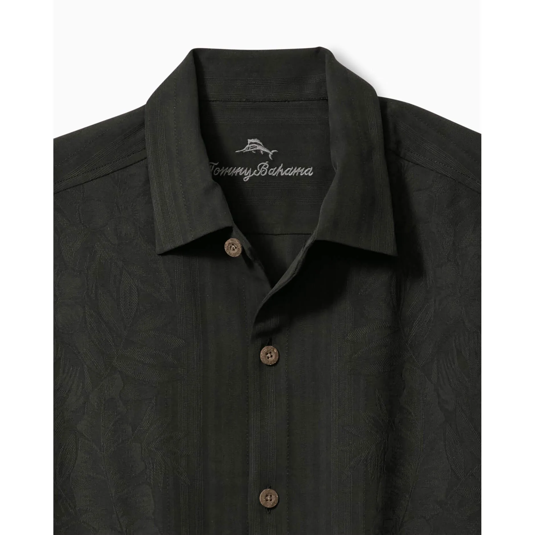 Tommy Bahama Men's Big & Tall Maui Border Silk Camp Shirt - Black Mens Tommy Bahama
