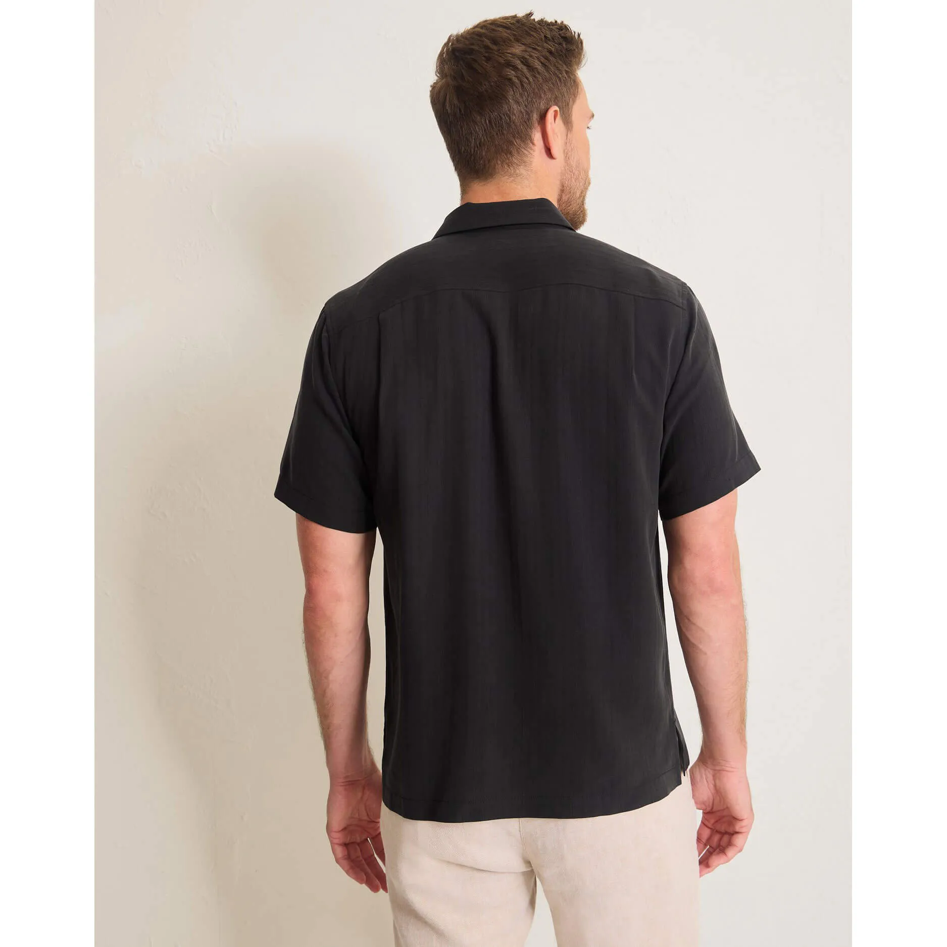 Tommy Bahama Men's Big & Tall Maui Border Silk Camp Shirt - Black Mens Tommy Bahama