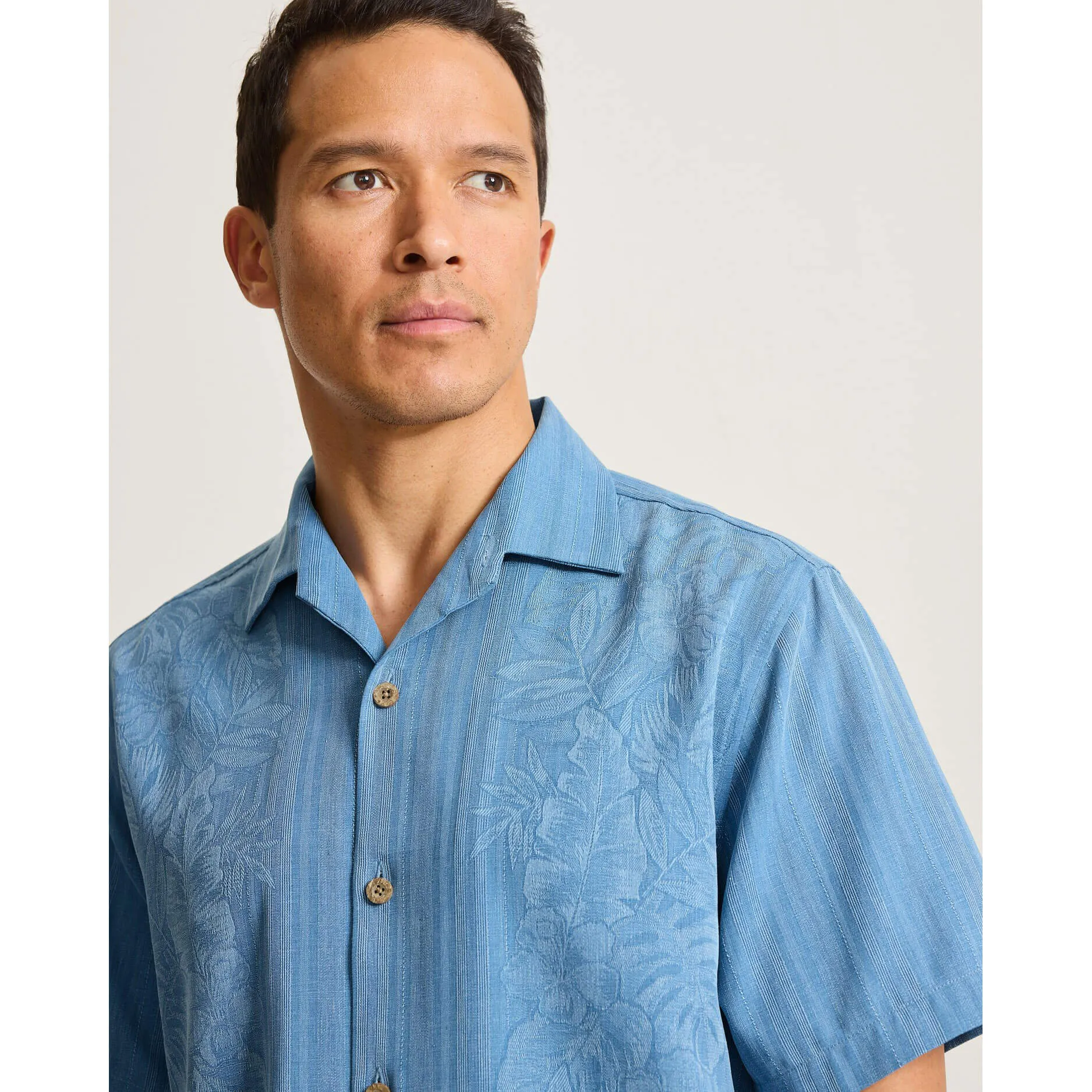 Tommy Bahama Men's Big & Tall Maui Border Silk Camp Shirt - Buccaneer Blue Tommy Bahama Clothing