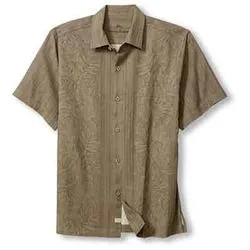 Tommy Bahama Men's Big & Tall Maui Border Silk Camp Shirt - Soft Brown Tommy Bahama Clothing