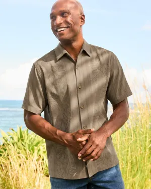 Tommy Bahama Men's Big & Tall Maui Border Silk Camp Shirt - Soft Brown Tommy Bahama Clothing