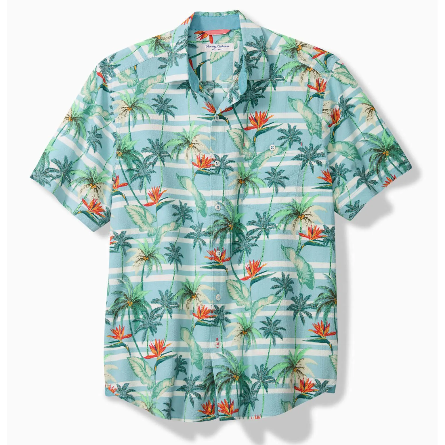 Tommy Bahama Men's Big & Tall Nova Wave Palmero Stripe Camp Shirt - Blue Whisper Mens Tommy Bahama