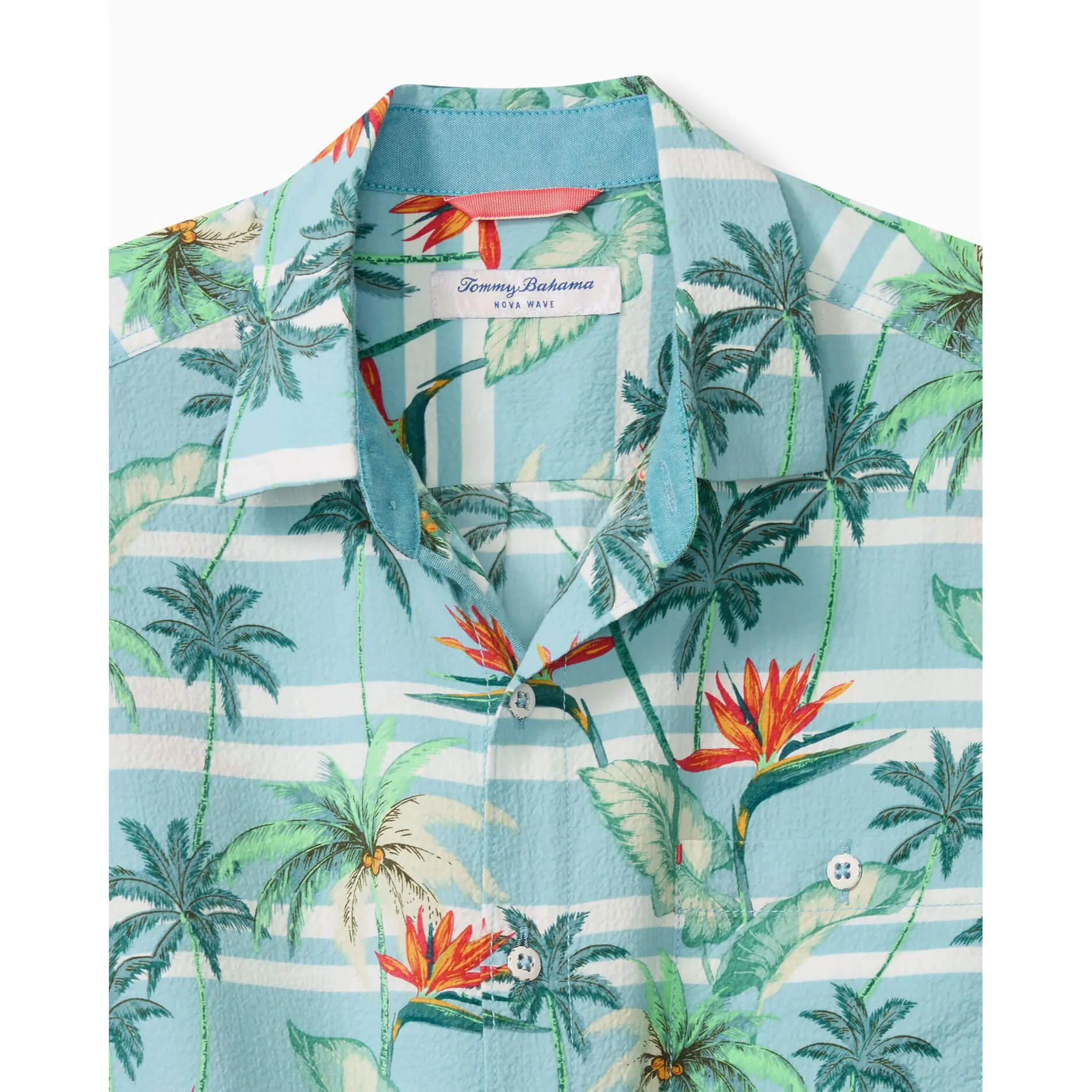 Tommy Bahama Men's Big & Tall Nova Wave Palmero Stripe Camp Shirt - Blue Whisper Mens Tommy Bahama