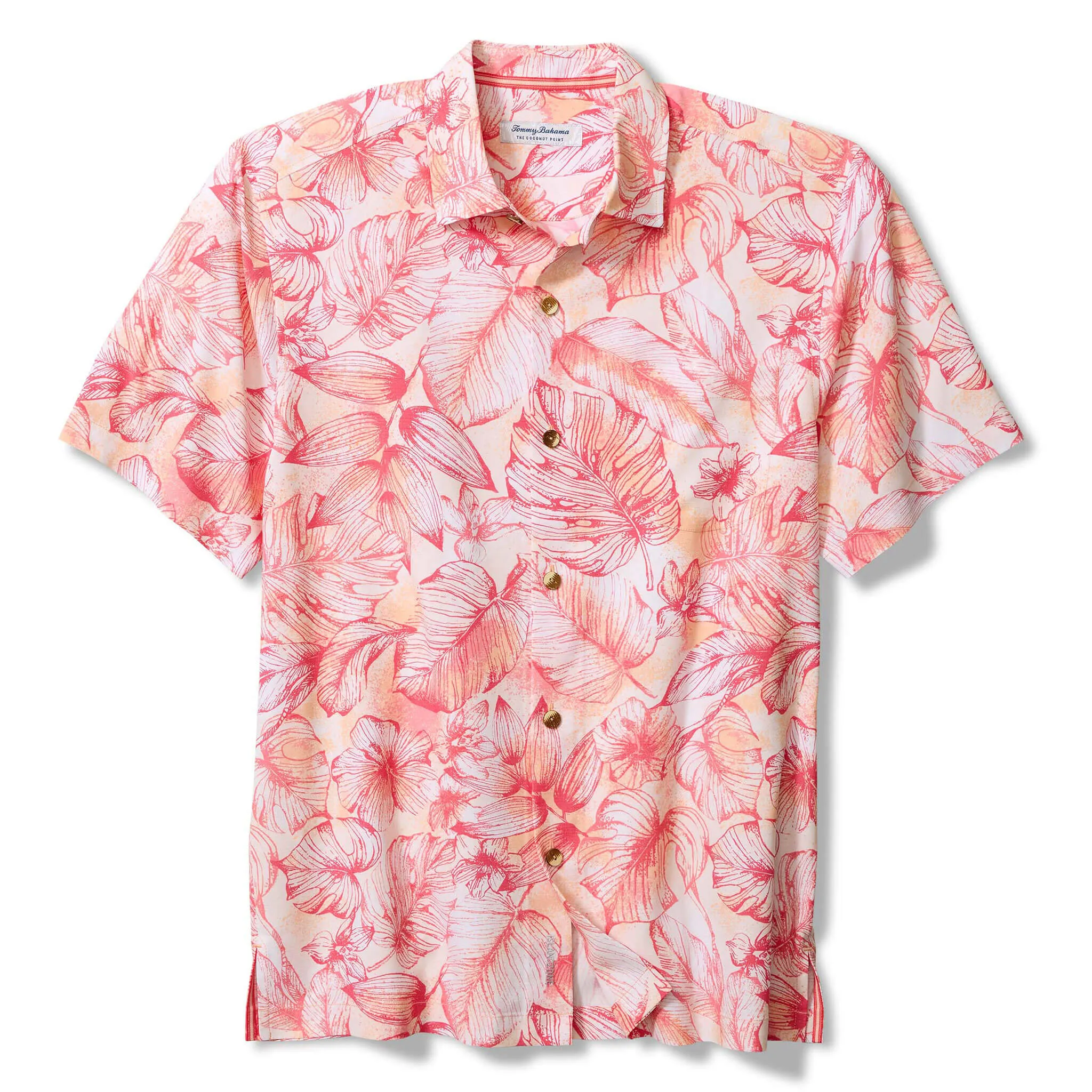Tommy Bahama Men's Coastal Ease Frond Escape Camp Shirt - Pink Peach Mens Tommy Bahama