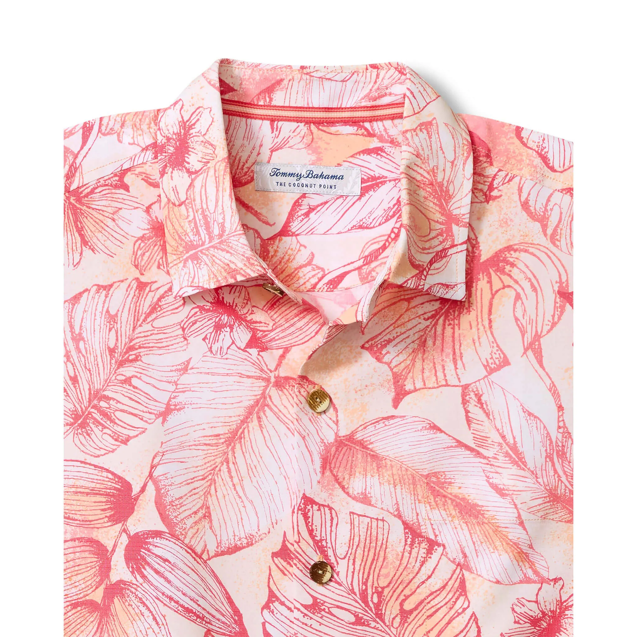 Tommy Bahama Men's Coastal Ease Frond Escape Camp Shirt - Pink Peach Tommy Bahama Clothing
