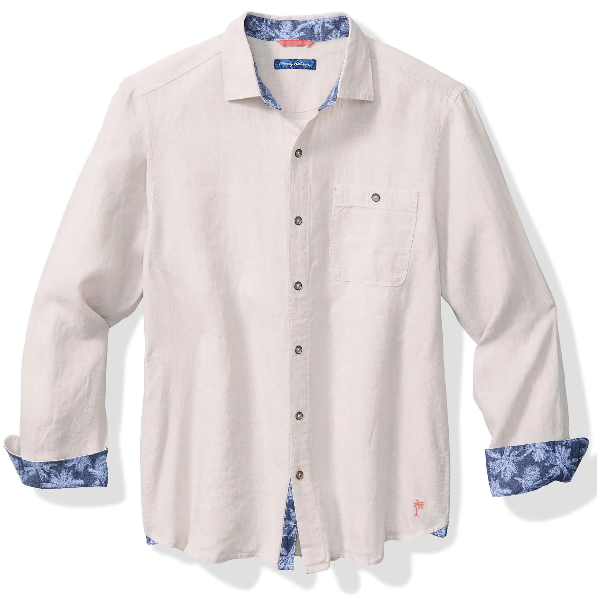 Tommy Bahama Men's Del Mar Island Linen Embroidered Sport Shirt - Natural Mens Tommy Bahama