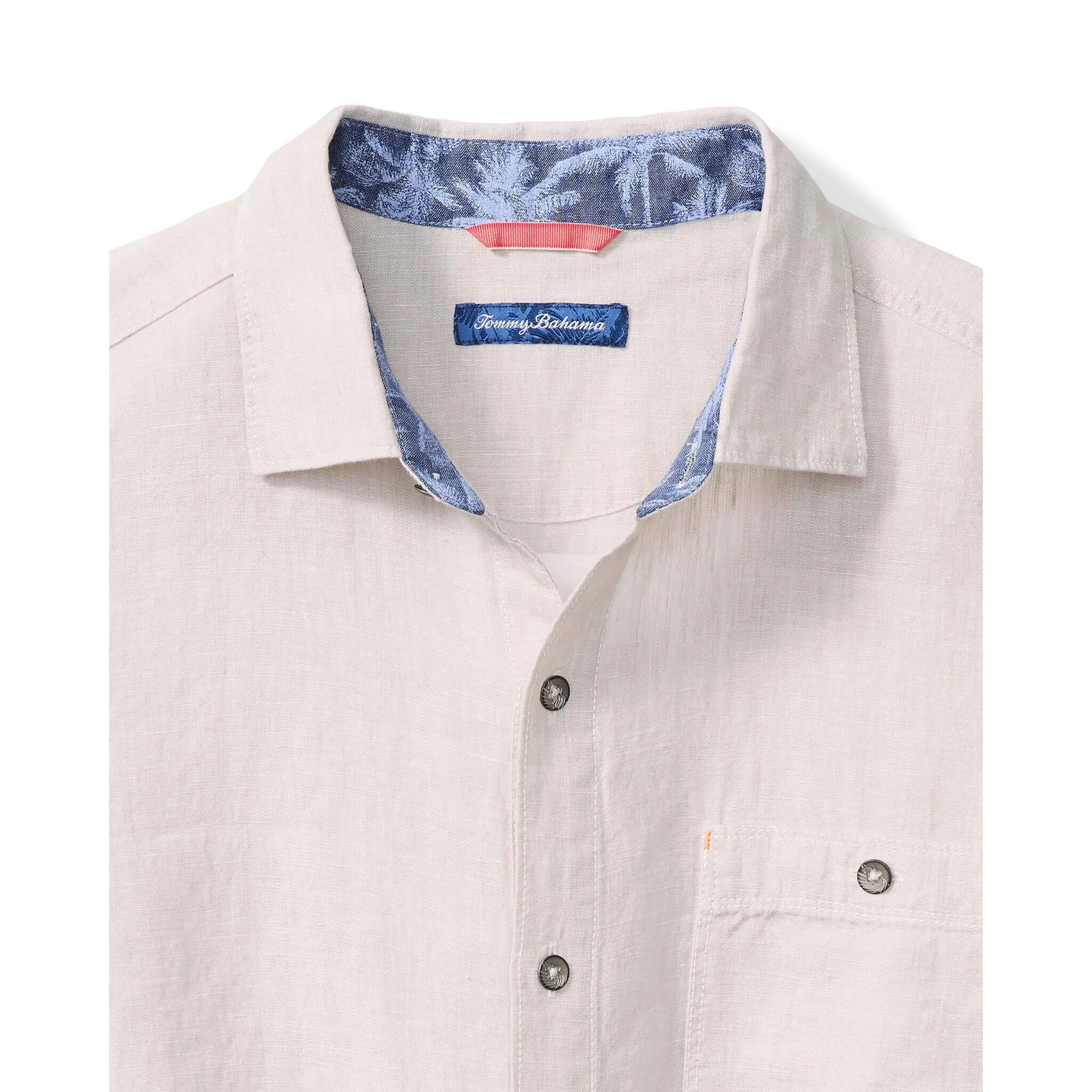 Tommy Bahama Men's Del Mar Island Linen Embroidered Sport Shirt - Natural Mens Tommy Bahama