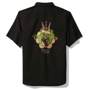 Tommy Bahama Men's Drinks Well With Others Embroidered Silk Camp Shirt - Black Tommy Bahama Clothing