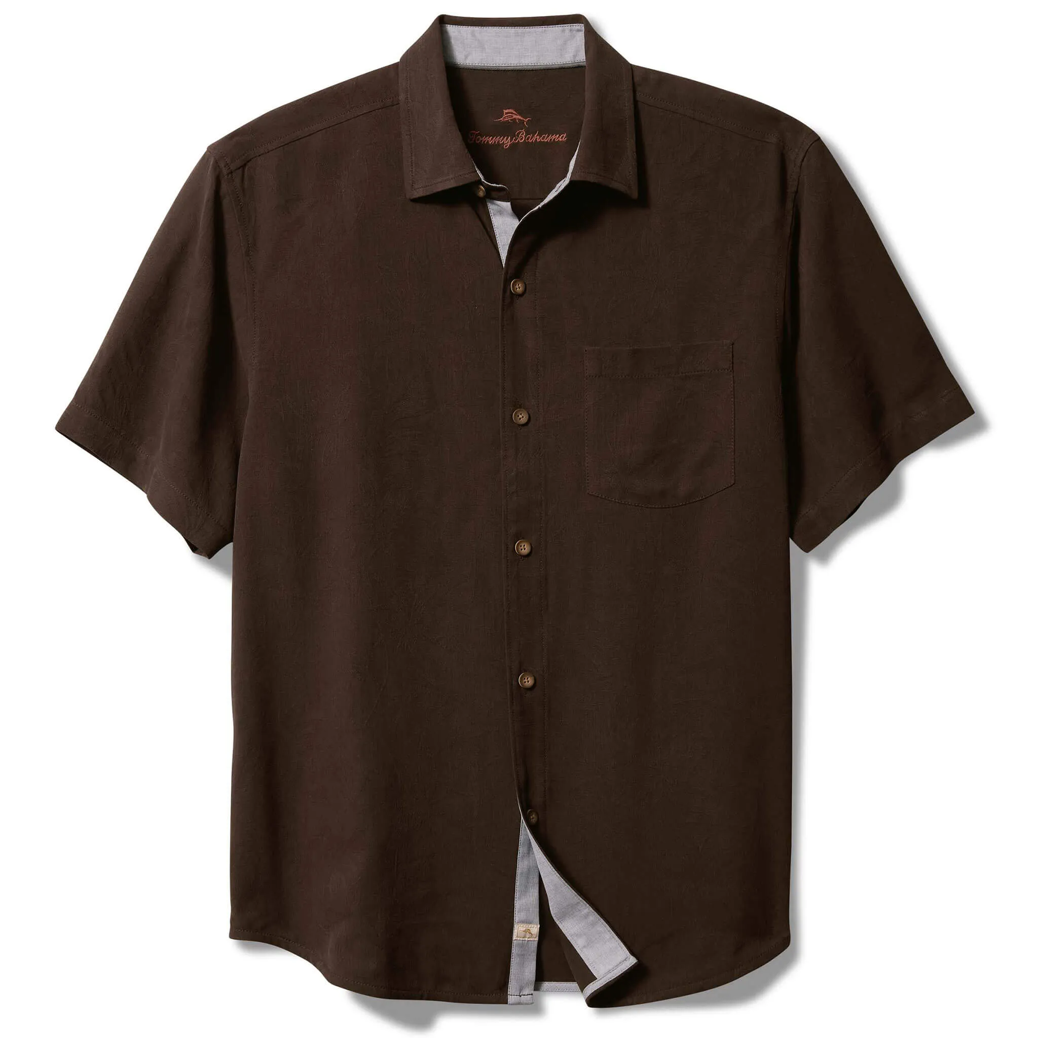 Tommy Bahama Men's I Get Better With Age Embroidered Silk Camp Shirt - Brandy Tommy Bahama Clothing