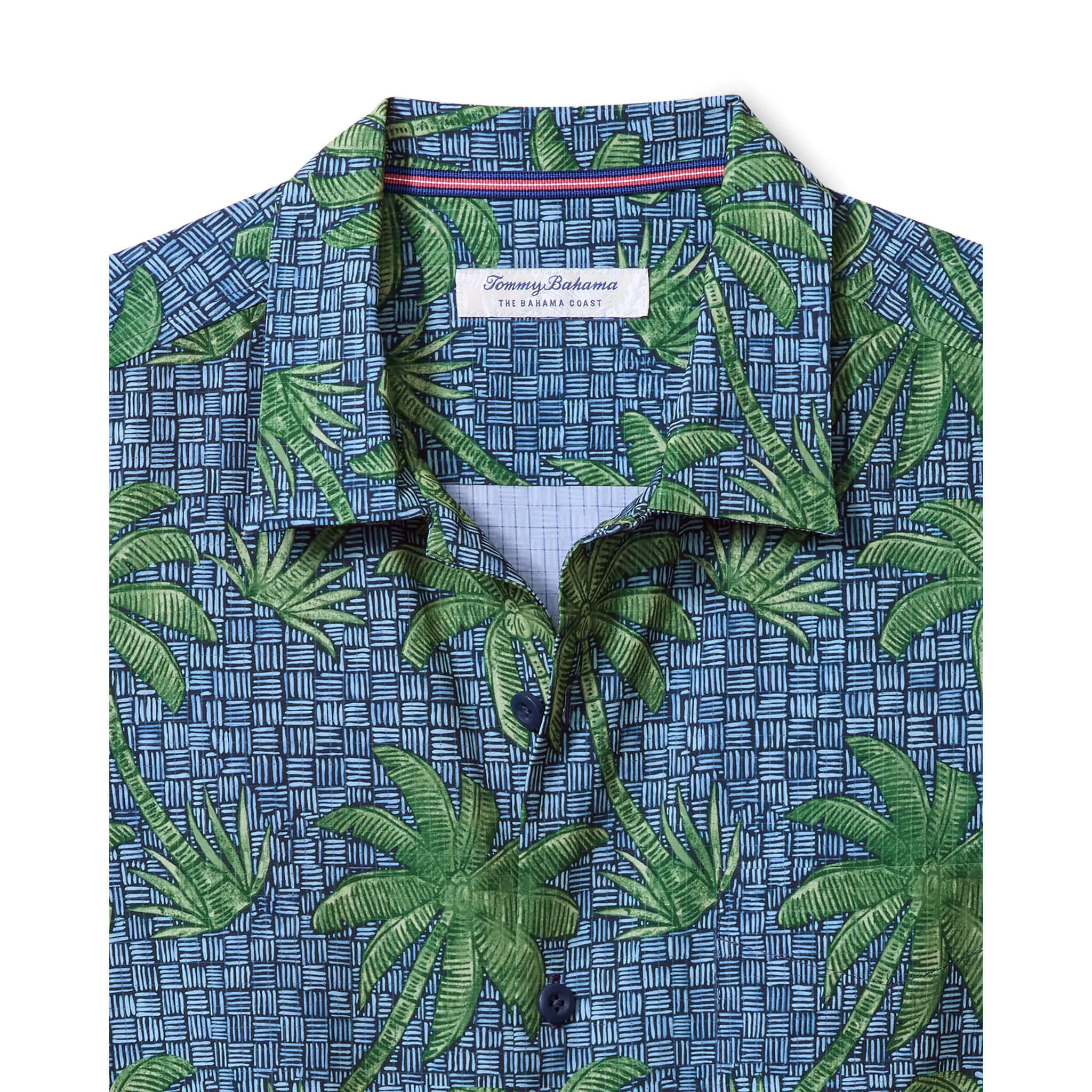 Tommy Bahama Men's IslandZone Bahama Coast Palma Rattan Camp Shirt - Bering Blue Mens Tommy Bahama