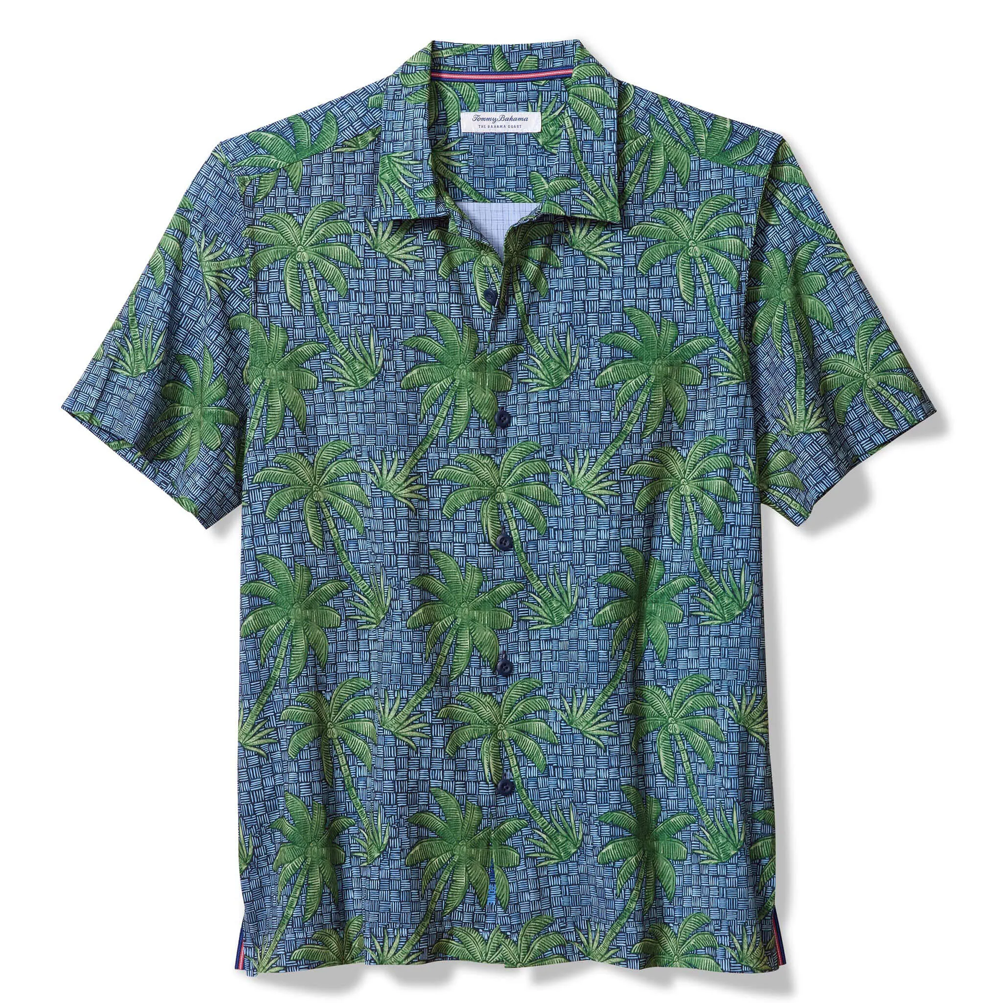 Tommy Bahama Men's IslandZone Bahama Coast Palma Rattan Camp Shirt - Bering Blue Mens Tommy Bahama
