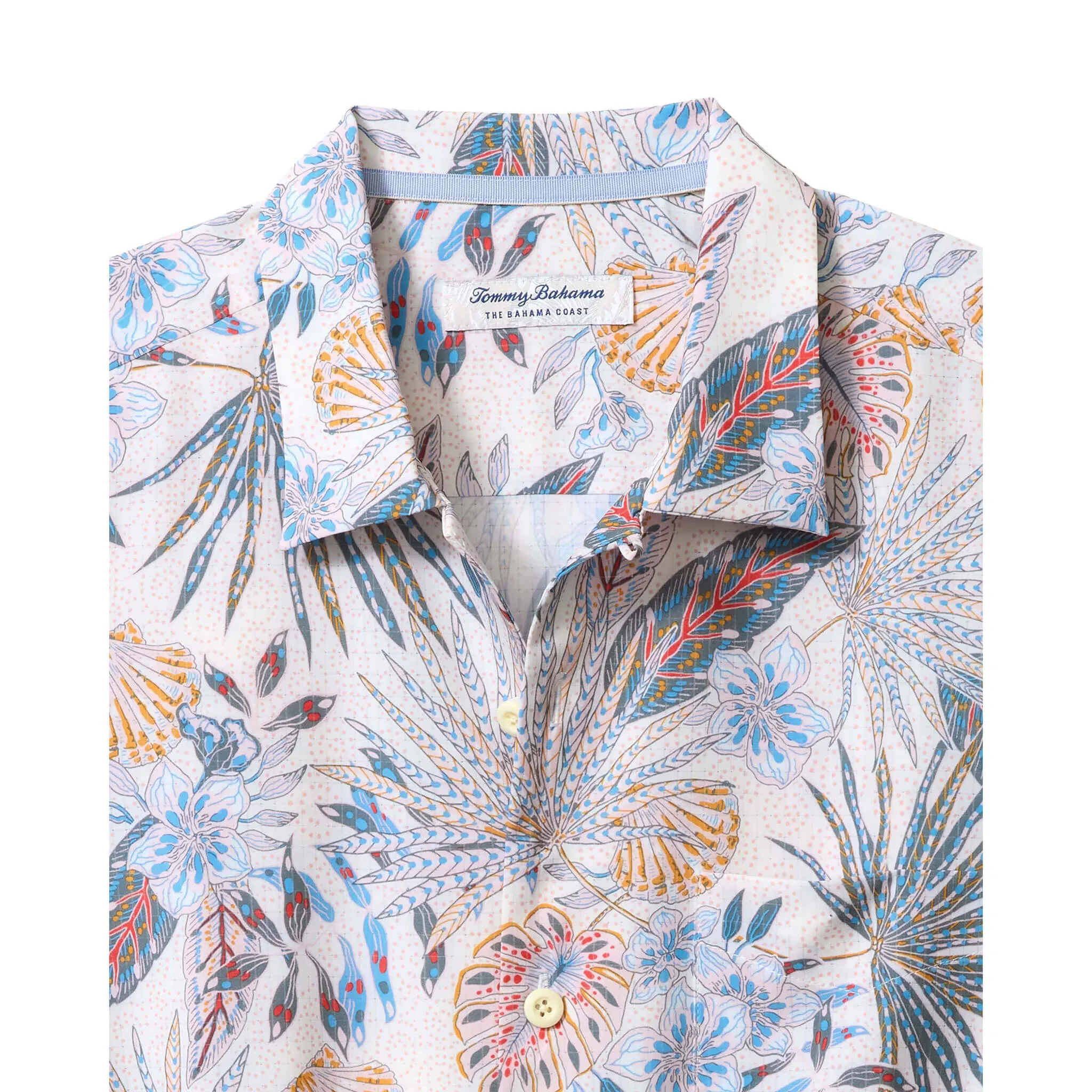 Tommy Bahama Men's IslandZone Bahama Coast Tropic Tango Camp Shirt - Bright White Mens Tommy Bahama