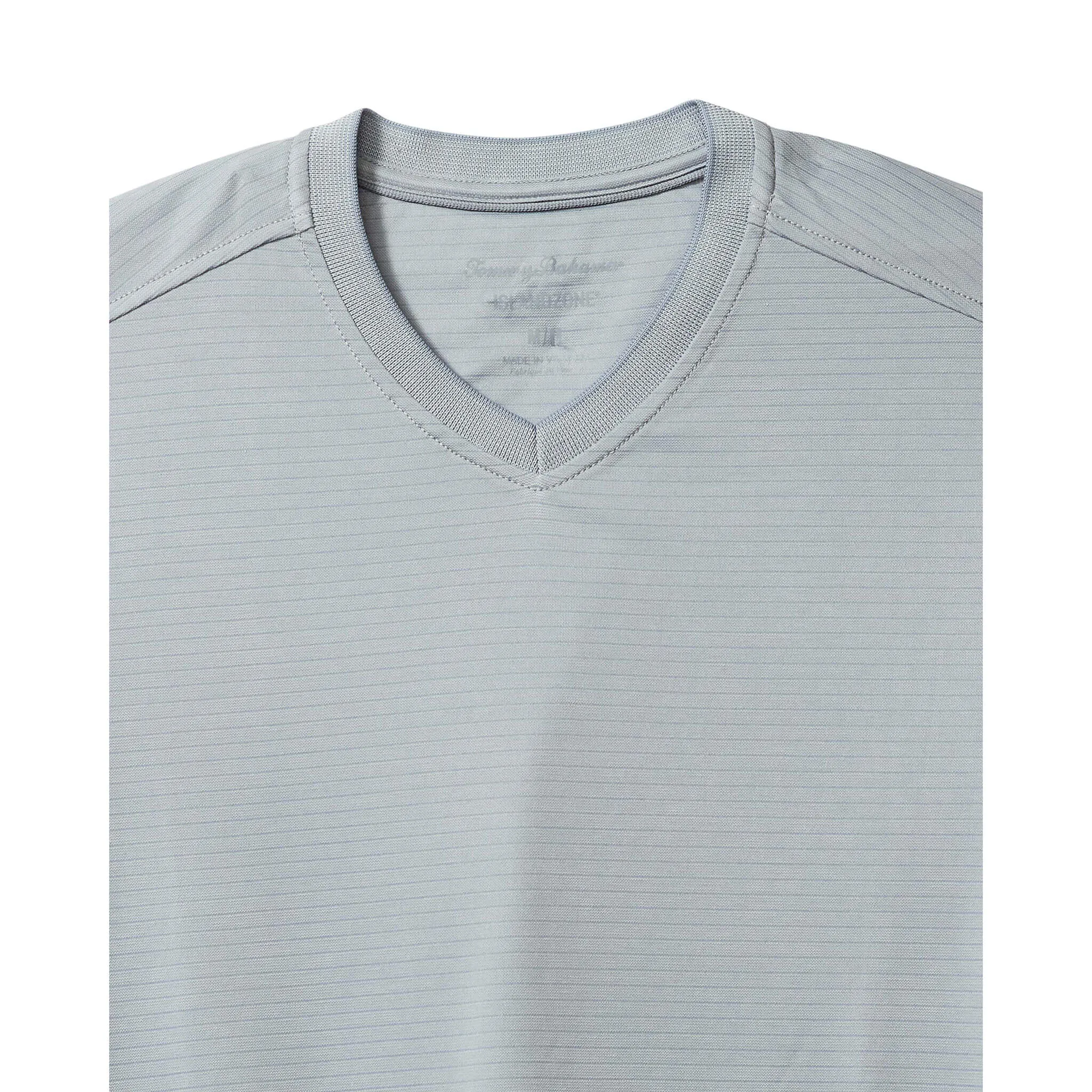 Tommy Bahama Men's IslandZone Bay Stripe V-Neck T-Shirt - Anchor Grey Mens Tommy Bahama