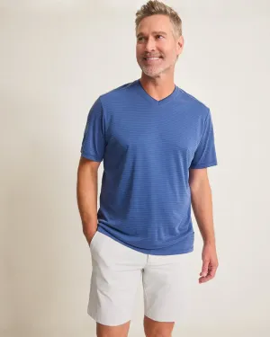 Tommy Bahama Men's IslandZone Bay Stripe V-Neck T-Shirt - Bering Blue Tommy Bahama Clothing