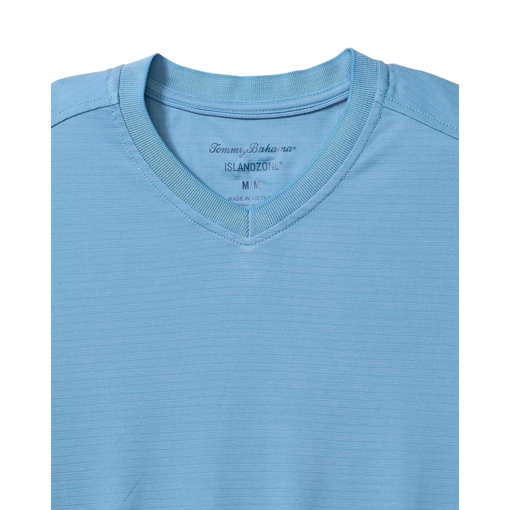 Tommy Bahama Men's IslandZone Bay Stripe V-Neck T-Shirt - Vacation Blue Tommy Bahama Clothing