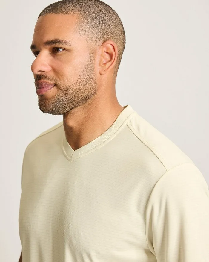 Tommy Bahama Men's IslandZone Bay Stripe V-Neck T-Shirt - Vanilla Ice Mens Tommy Bahama